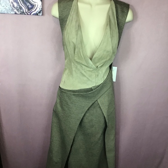 Christian Cota Mixed Suede business wrap dress